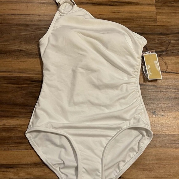 NWT MICHAEL Michael Kors
Embellished One-Shoulder Underwire One-Piece Swimsuit - Picture 4 of 5